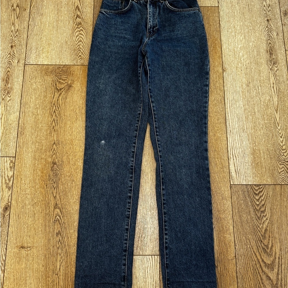 The Ragged Priest Dark Blue Straight Leg Jeans with Star Patches - Picture 3 of 6
